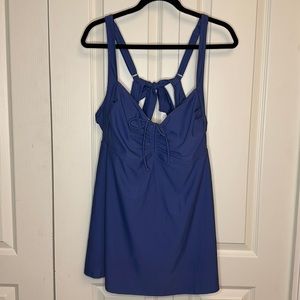 Septangle Plus Size 24W Tankini
Swimsuit Blue Adjustable Bust Band &
Straps Bra